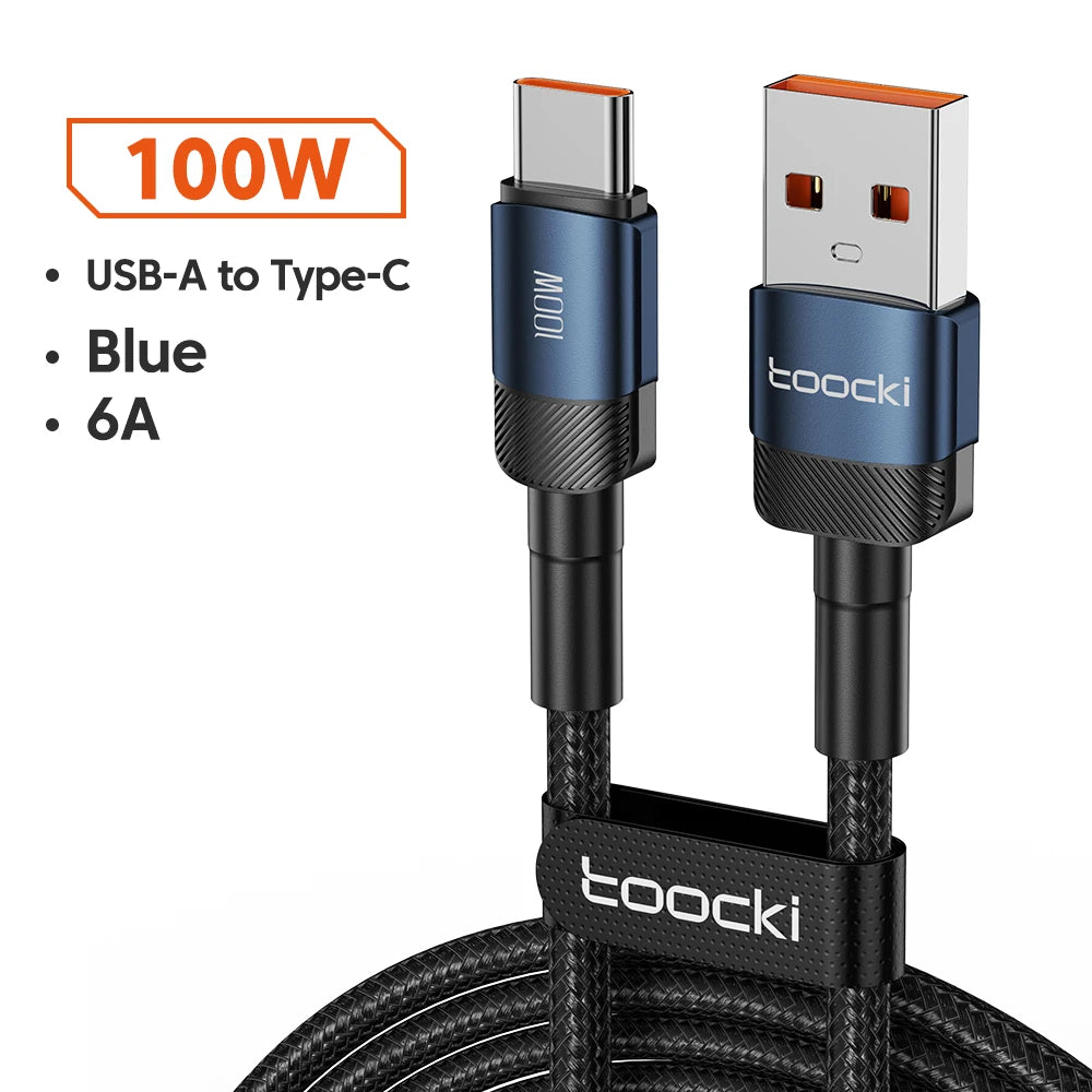 Toocki 100W USB Type C Cable for Xiaomi POCO Samsung Huawei OPPO 6A Fast Charging Charger USB C Data Cord TypeC Cable F