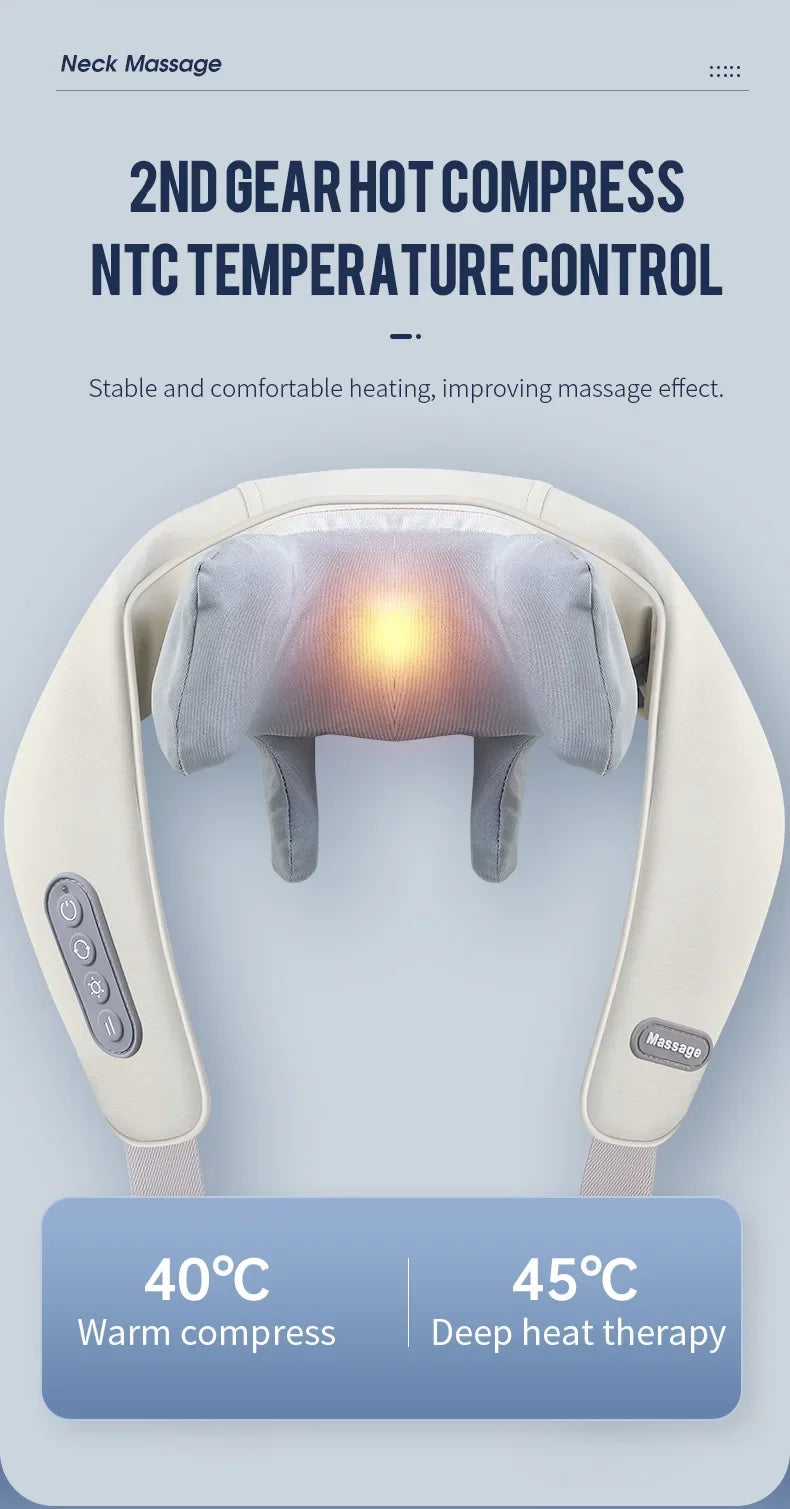 Wireless Neck And Back Massager Shoulder Kneading Massage Shawl Cervical Relaxing Trapezius Massager