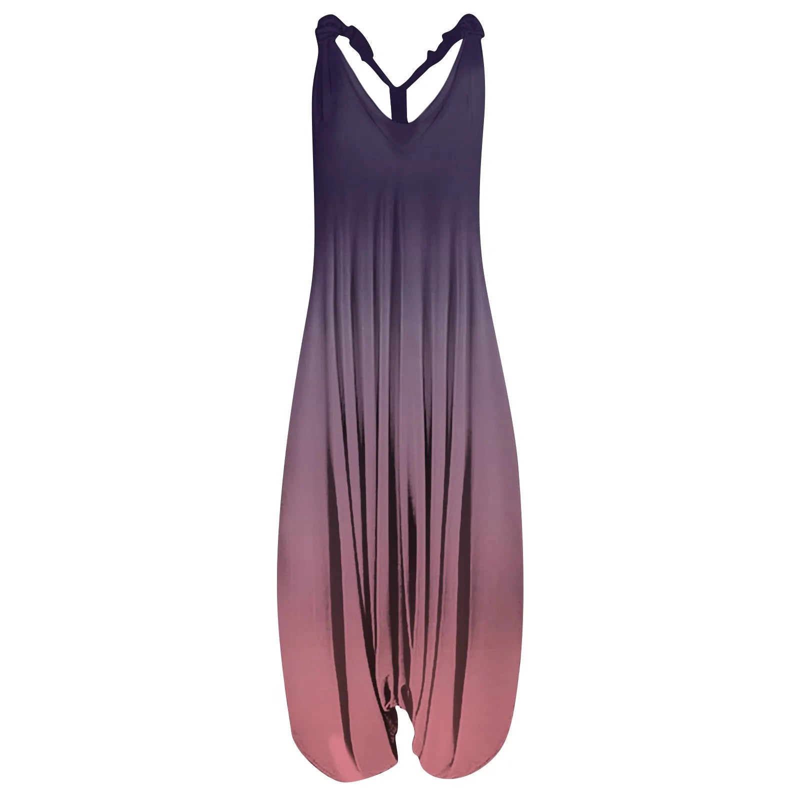V Neck Women Jumpsuit Ethnic Style Gradient Print Patchwork Streetwear All Match Sling Harem Loose Jumpsuit For Party 2024