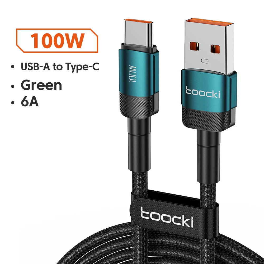 Toocki 100W USB Type C Cable for Xiaomi POCO Samsung Huawei OPPO 6A Fast Charging Charger USB C Data Cord TypeC Cable F