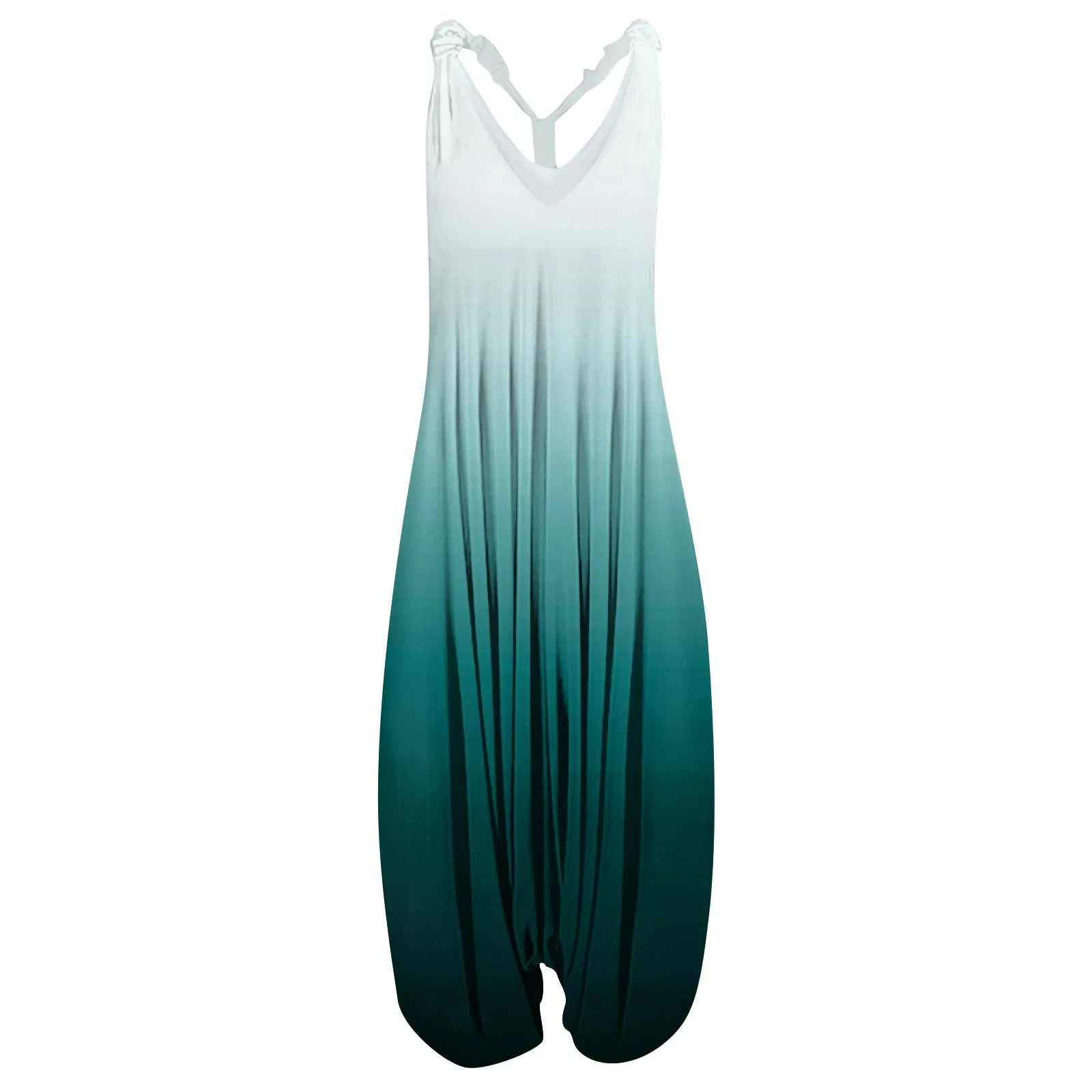 V Neck Women Jumpsuit Ethnic Style Gradient Print Patchwork Streetwear All Match Sling Harem Loose Jumpsuit For Party 2024