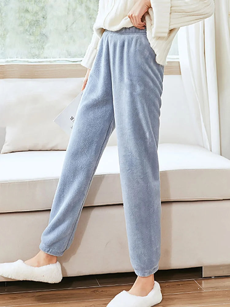 HELIAR Women Warm 2 Piece Sets Thicken Velvet Ribbed Fleece Set Pullover And Pants Casual Pajama Sets Women Autumn Winter 2024