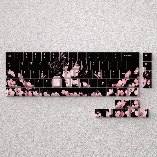 73 Keys Keycaps PBT Dye Sublimation Black Cherry Reze Chainsaw Man for 60 65 68 Mechanical Keyboard Anne Pro 2 GK61