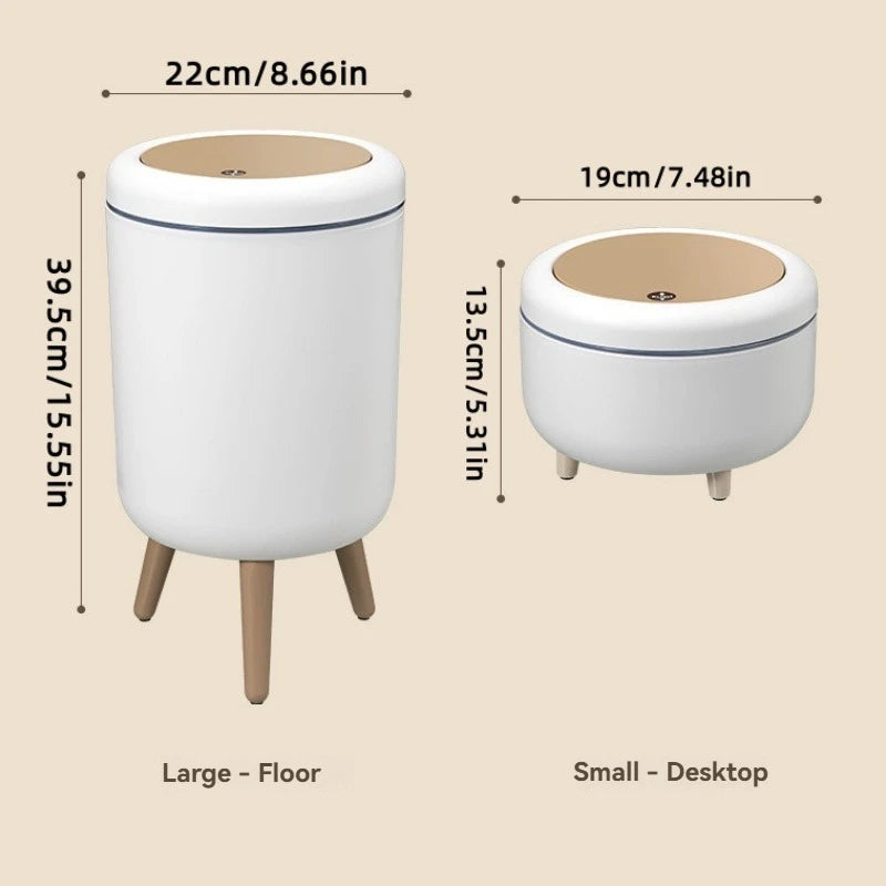 Household high - end trash can, tall - legged with lid for living room, push - type trash can, desktop storage bin for bedroom