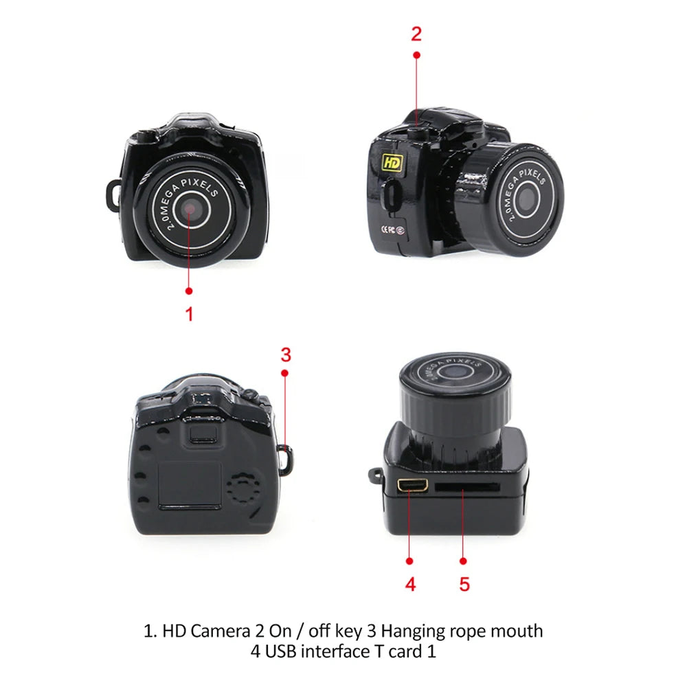 Y2000 Mini Camera Portable Audio Video Recorder Ultra Small Body Camera Sport DV DVR Security Protection Surveillance Camcorder