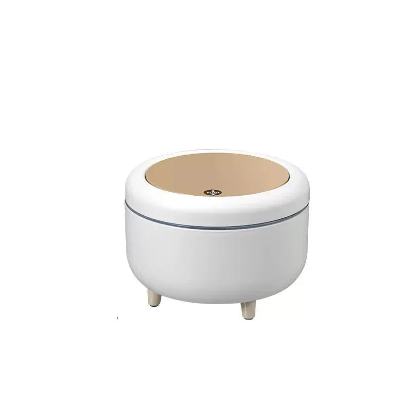 Household high - end trash can, tall - legged with lid for living room, push - type trash can, desktop storage bin for bedroom
