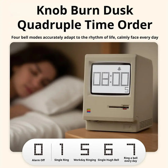 Maclock Retro Clock Creativity Alarm Clock Student Specific Wake Up Artifact Desktop Decor Computer Keyboard Accessories Gift