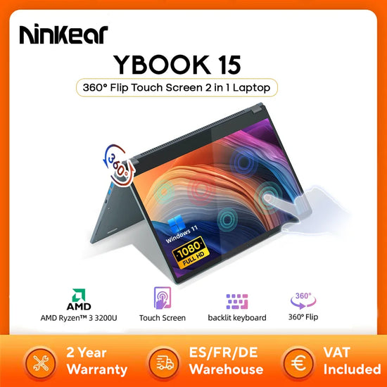 Ninkear YBOOK15 2 in 1 Laptop 360° flip 15.6&