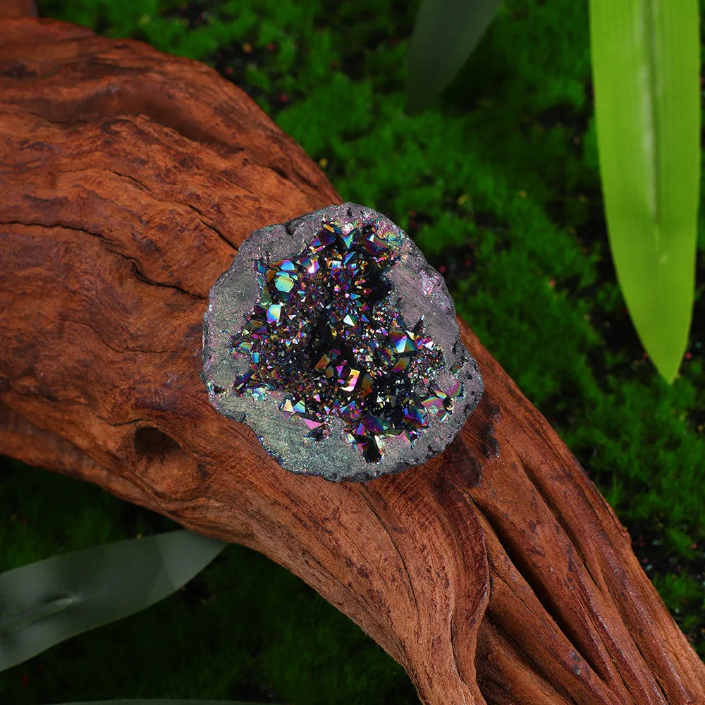 Nature Agate Geode Stone Irregular Colourful Electroplating Druzy Cluster Rocks Mineral Specimen Home Decor