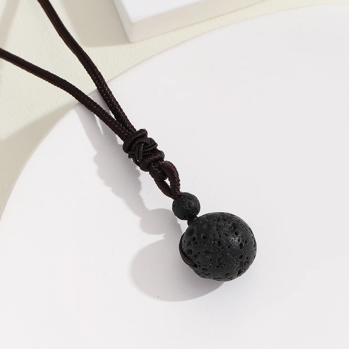 16 Mm Black Obsidian Tiger Eyes Amethyst Stone Women Men Necklaces with Adjustable Braided Rope Cords Natural Crystal Pendant Ne