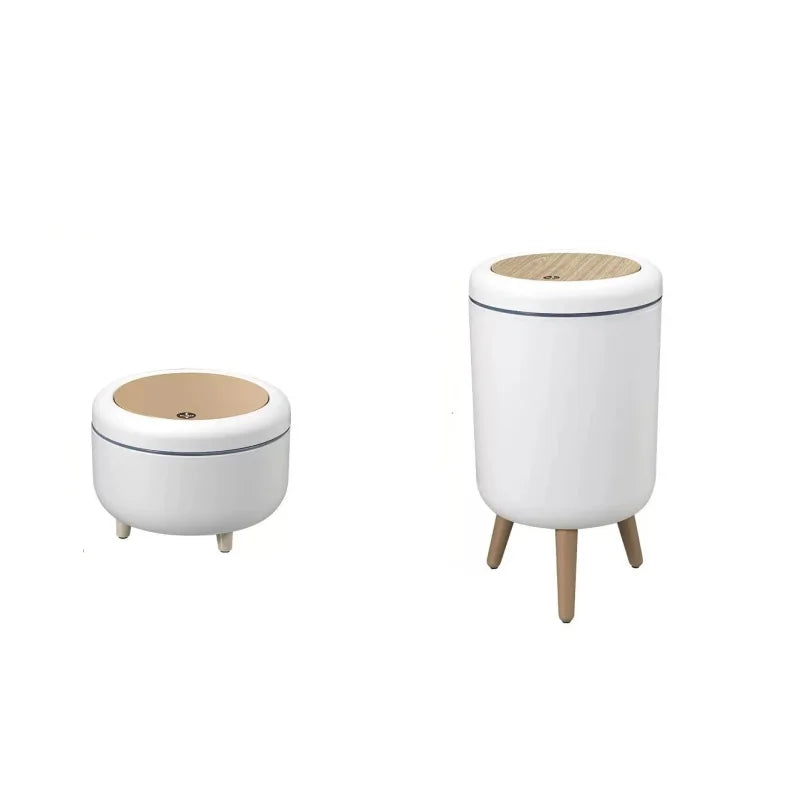 Household high - end trash can, tall - legged with lid for living room, push - type trash can, desktop storage bin for bedroom