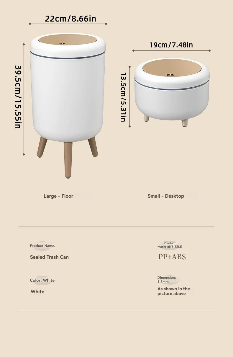 Household high - end trash can, tall - legged with lid for living room, push - type trash can, desktop storage bin for bedroom