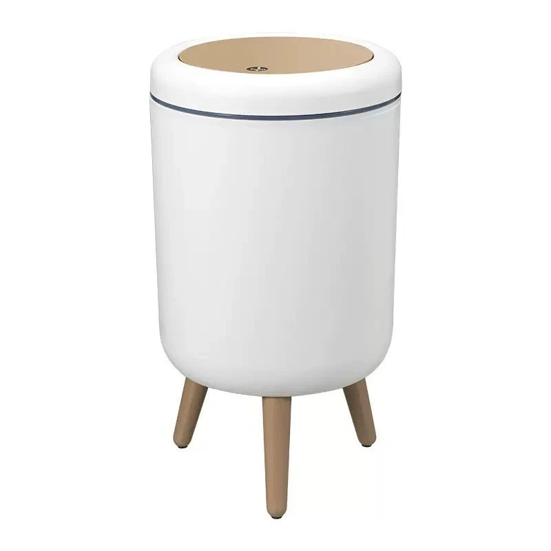 Household high - end trash can, tall - legged with lid for living room, push - type trash can, desktop storage bin for bedroom
