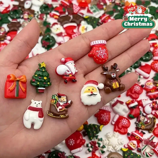 50/100pcs Random Festive Holiday Charms - for DIY Jewelry Making, Christmas Cards, Gift Tags, Party Decorations, DIY Decorations