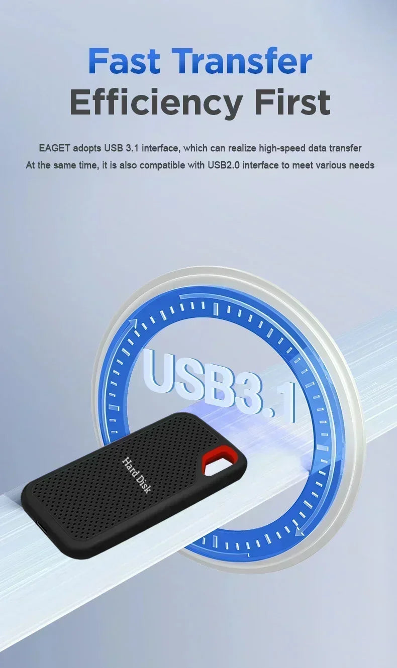Portable SSD 256TB High Speed Hard Drive 1/2TB Type-C Solid Disk USB3.1 External ssd Original Hard Disk for Phone/Loptop/PC/Mac