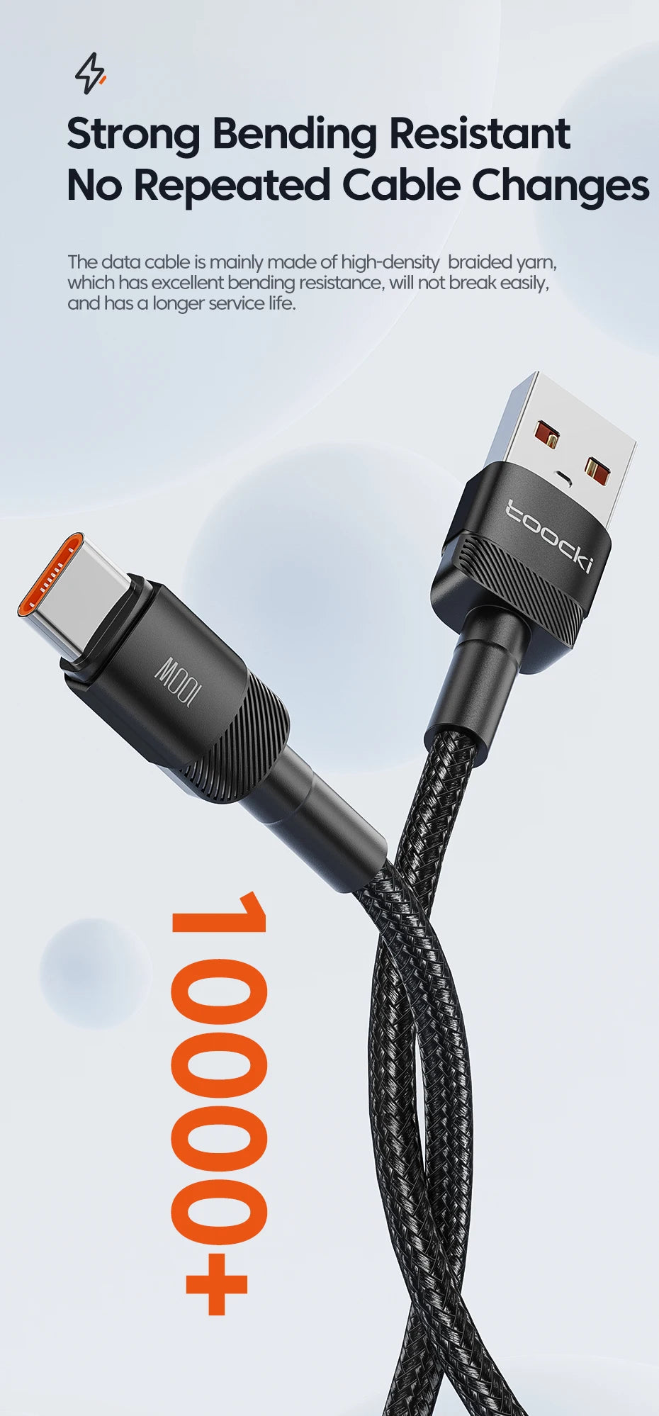 Toocki 100W USB Type C Cable for Xiaomi POCO Samsung Huawei OPPO 6A Fast Charging Charger USB C Data Cord TypeC Cable F
