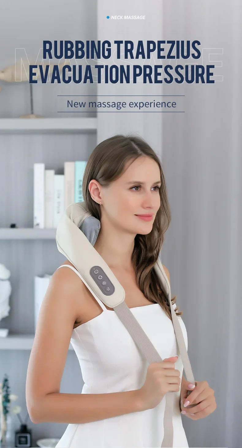 Wireless Neck And Back Massager Shoulder Kneading Massage Shawl Cervical Relaxing Trapezius Massager
