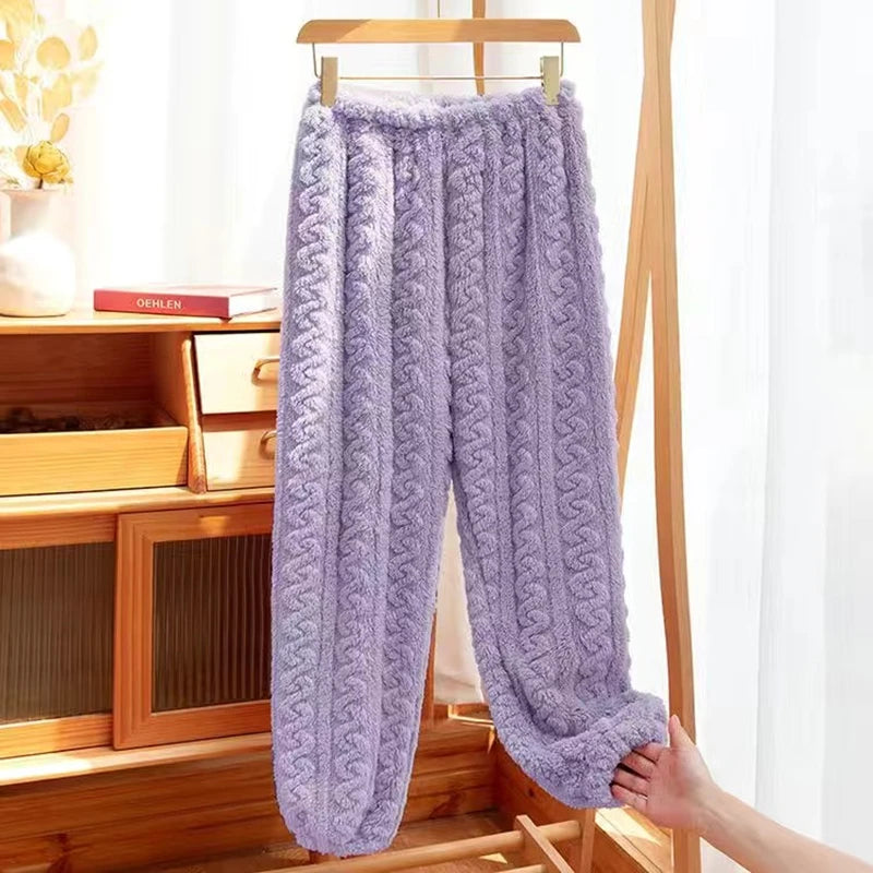 HELIAR Women Warm 2 Piece Sets Thicken Velvet Ribbed Fleece Set Pullover And Pants Casual Pajama Sets Women Autumn Winter 2024