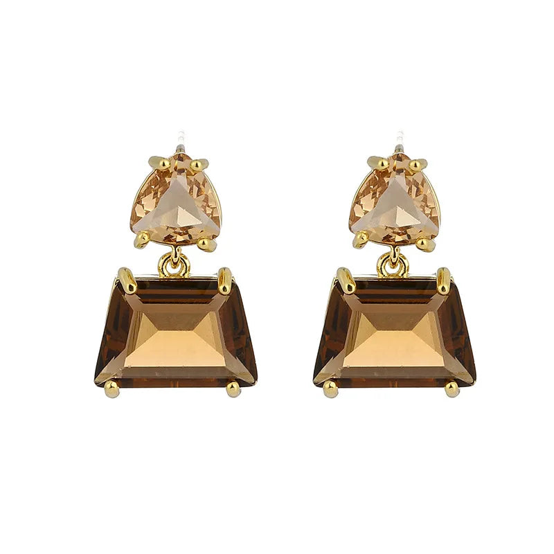 Vintage Brown Resin Tiger Eye Stone Dangle New Earrings For Women Fashion Silver Needle Earring Personality Melard Color Jewelry