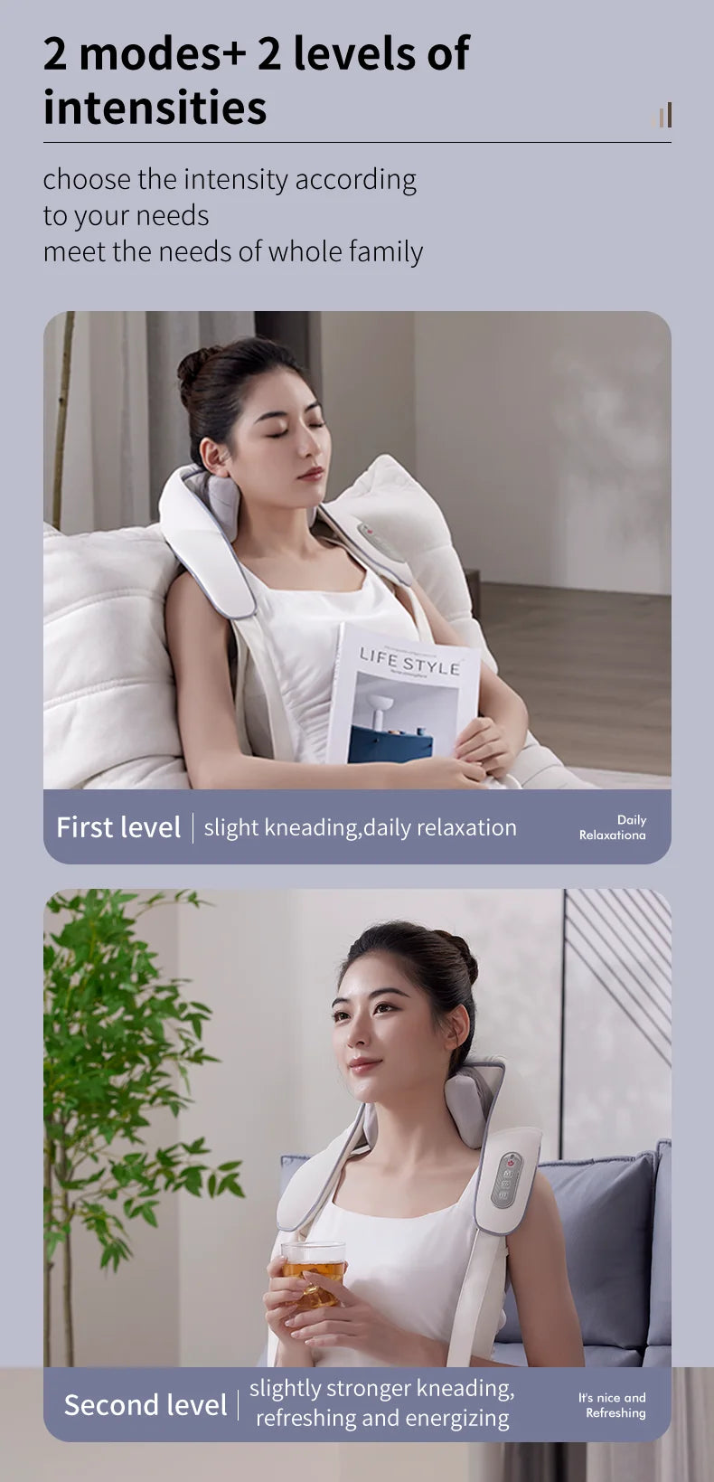 Shiatsu Back Shoulder and Neck Massager with Heat Cordless Deep Tissue 6D Kneading Massage Pillow Massage Shawl for Muscle Relax