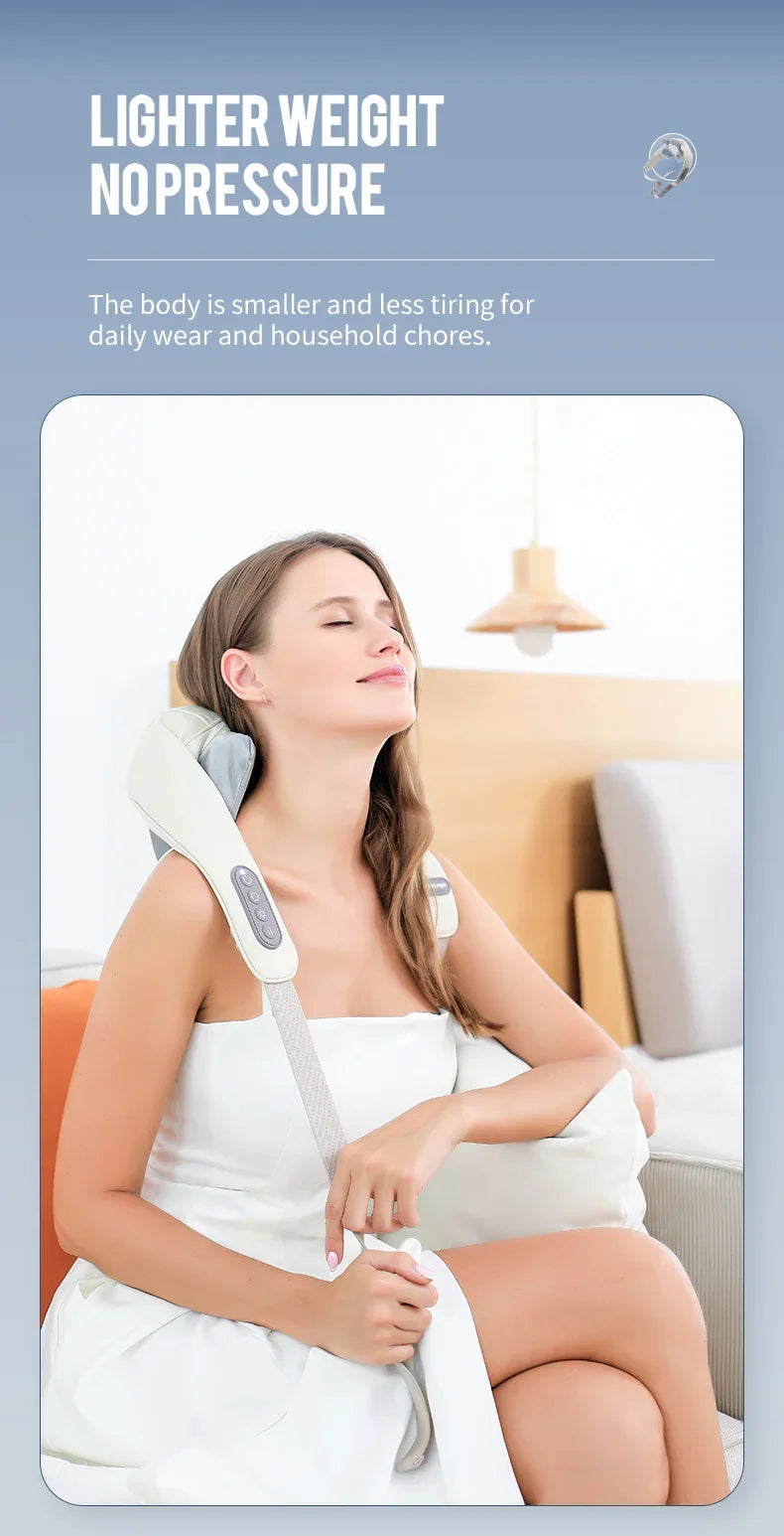 Wireless Neck And Back Massager Shoulder Kneading Massage Shawl Cervical Relaxing Trapezius Massager