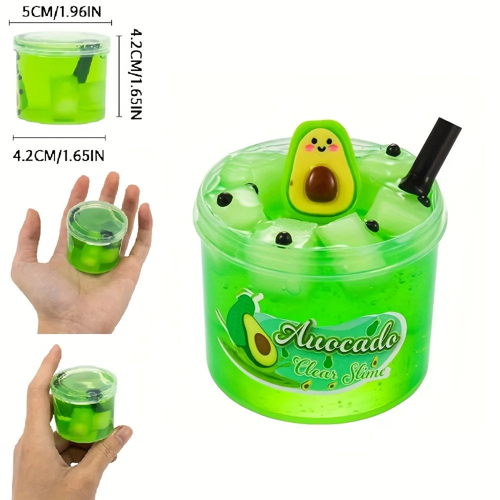 2.37oz Clear Jelly Cube Crunchy Slime kit Soft Watermelon Stretchy Non-Sticky DIY Crystal Mud Charms Slime Party Favors Gifts