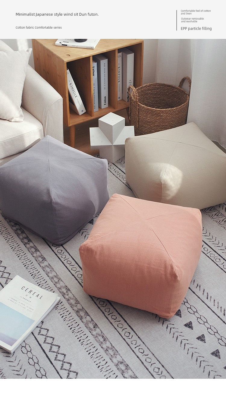 Cushion Floor Japanese Style Square Stool Tatami Floor Bay Window Bedroom Coffee Table Shoe Changing Stool Removable and Washable Household Cloth