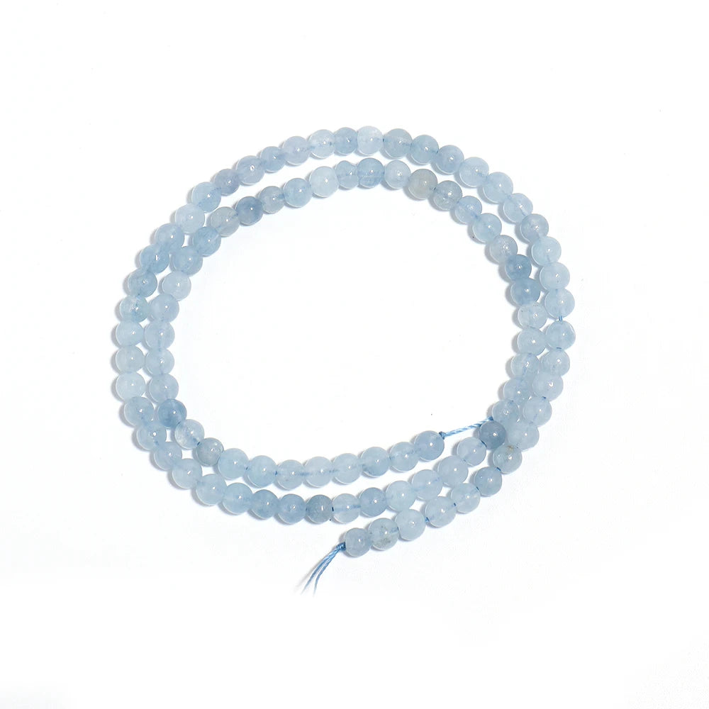 Natural Aquamarines Stone Beads Blue Round Gemstone Bead for DIY Bracelet Necklace Charms Jewelry Making Beaded Accessories