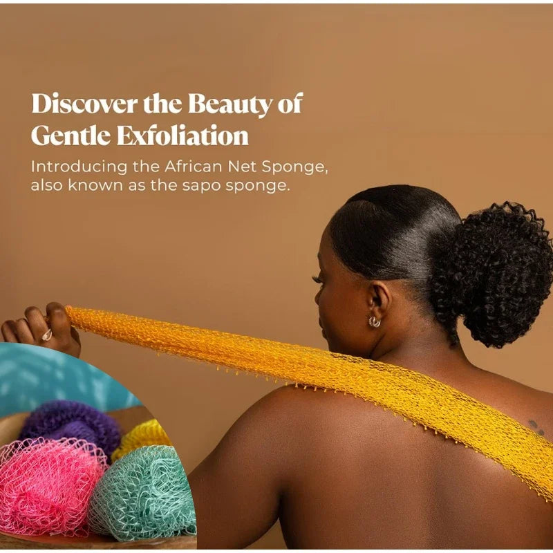 African Bath Rubbing Towel Exfoliating Net Sponge Cleansing Long Strip Bath Towel Instant Bath Ball Usage  Shower Cleaning Strip