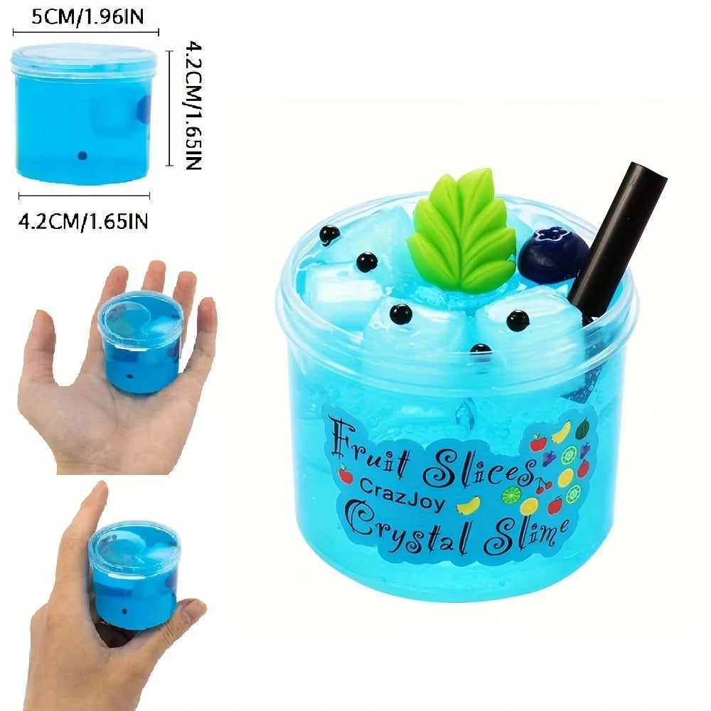2.37oz Clear Jelly Cube Crunchy Slime kit Soft Watermelon Stretchy Non-Sticky DIY Crystal Mud Charms Slime Party Favors Gifts