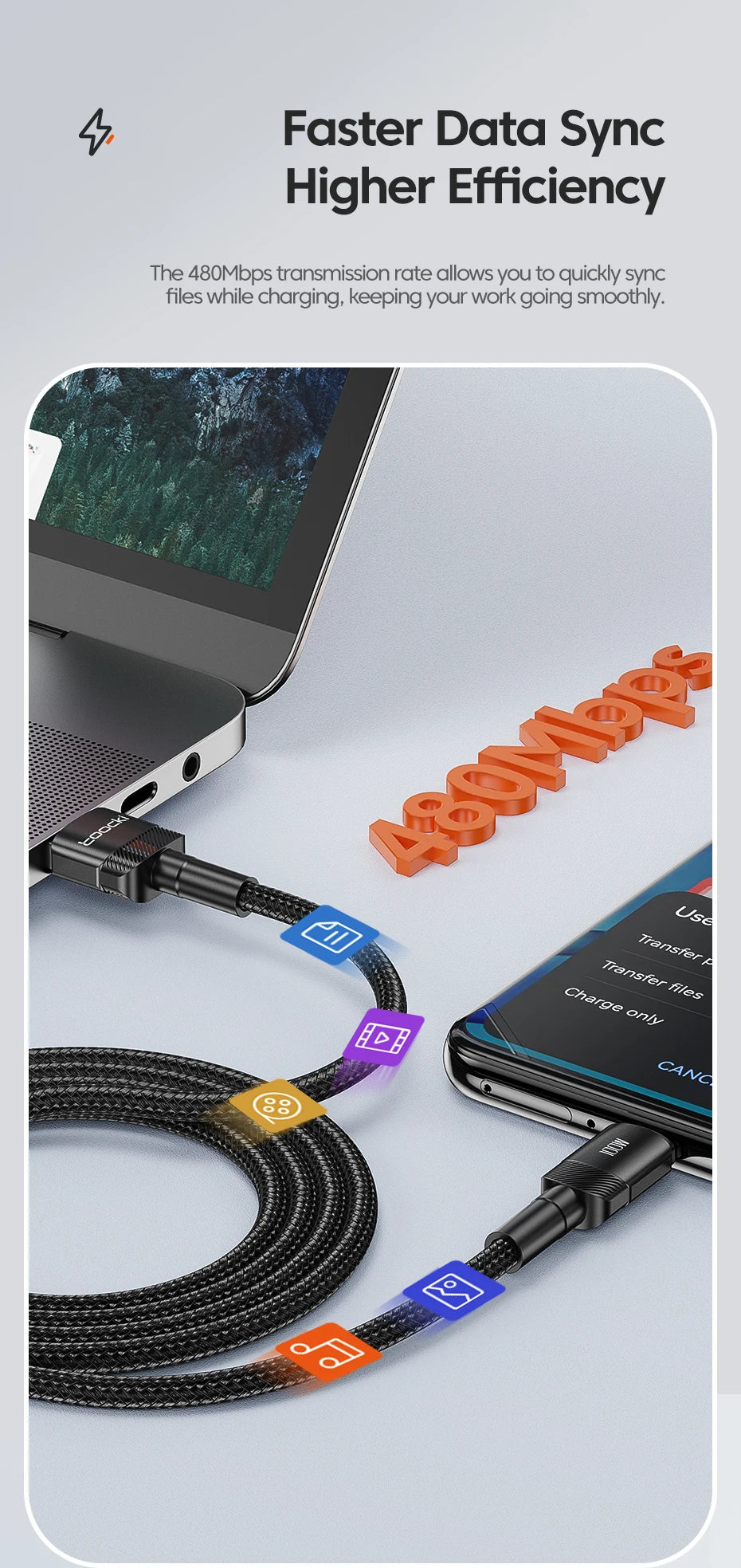 Toocki 100W USB Type C Cable for Xiaomi POCO Samsung Huawei OPPO 6A Fast Charging Charger USB C Data Cord TypeC Cable F