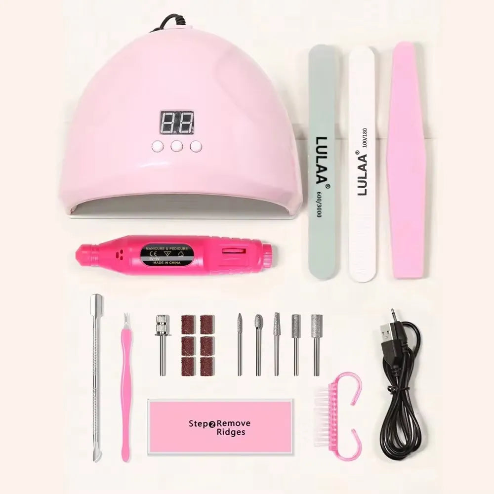 LINMANDA Manicure UV LED Lamp Kit Set with UV Lamp and 20000RPM  Nail Drill Machine for Remove Dead Skin Manicure Tools Set