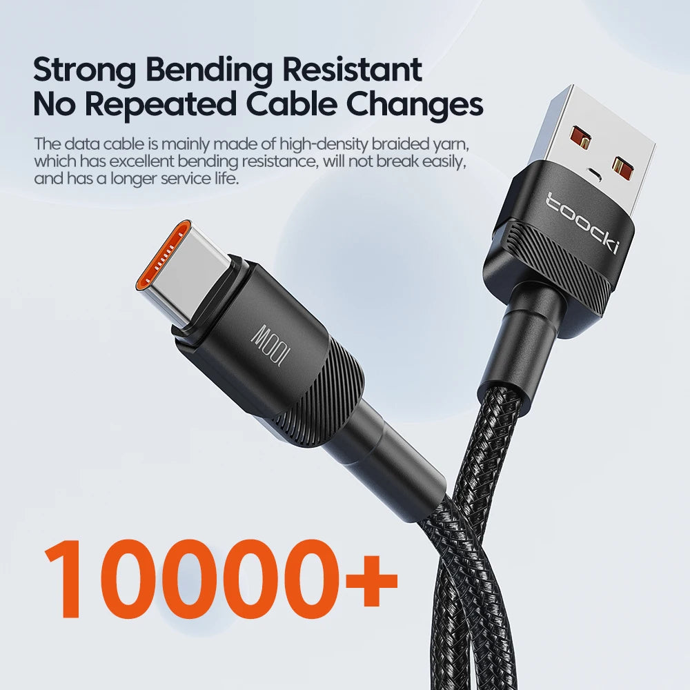 Toocki 100W USB Type C Cable for Xiaomi POCO Samsung Huawei OPPO 6A Fast Charging Charger USB C Data Cord TypeC Cable F
