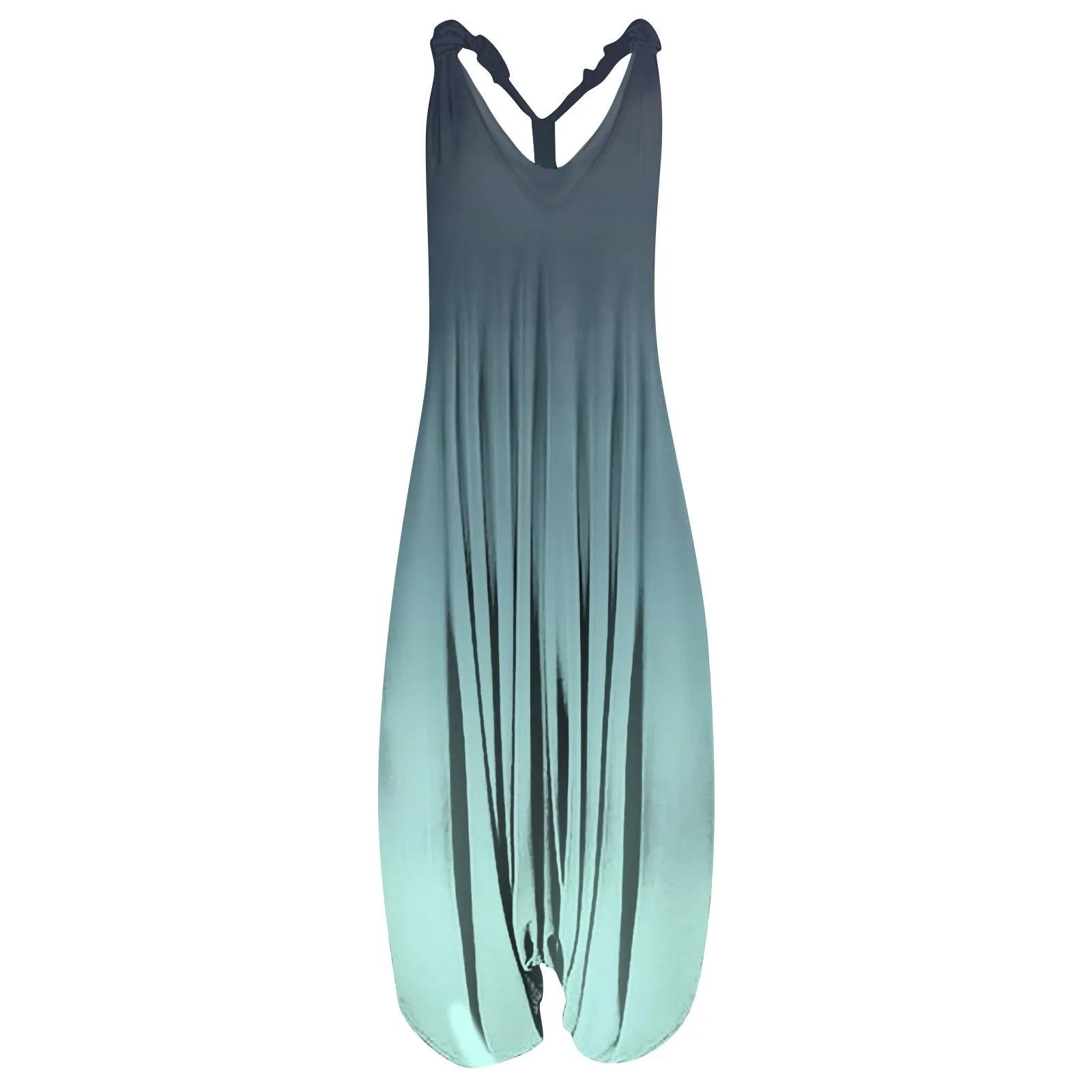 V Neck Women Jumpsuit Ethnic Style Gradient Print Patchwork Streetwear All Match Sling Harem Loose Jumpsuit For Party 2024