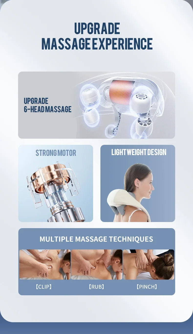 Wireless Neck And Back Massager Shoulder Kneading Massage Shawl Cervical Relaxing Trapezius Massager