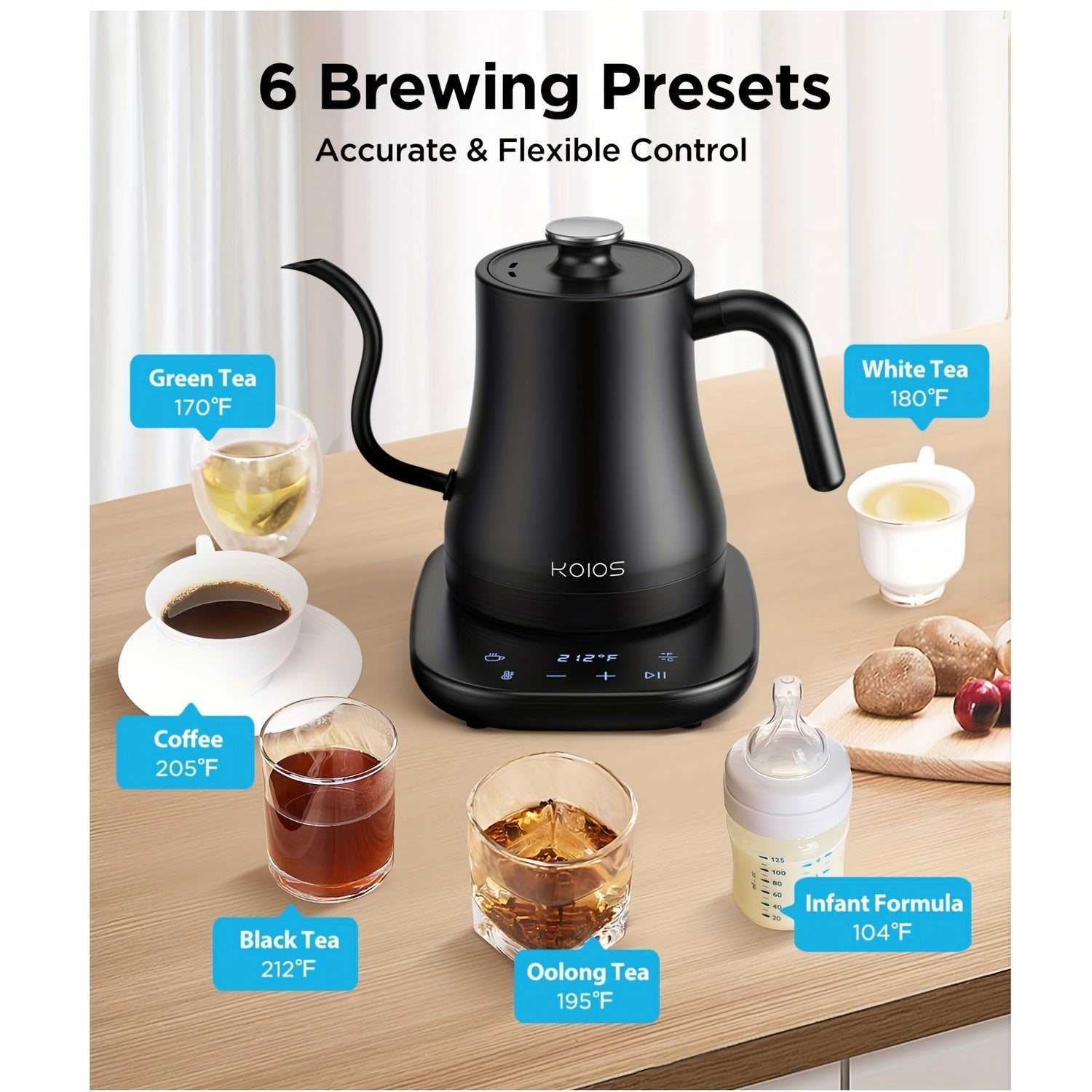 [27oz Rapid Heating Electric Kettle] Gooseneck Electric Kettle With Temperature Control, 27oz Rapid Heating Electric Kettle For Pour Over Coffee/Tea, Auto Shut Off & Boil-Dry Protection, 4H Keep Warm, Stainless Steel Inner, M
