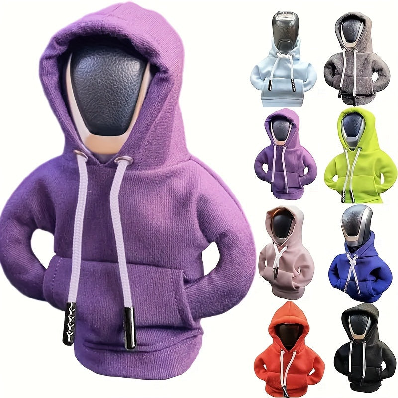 Mini Car Gear Shift Cover Hoodie - Stylish Anthropomorphic Shift Knob Design, Soft Fabric Multi-Color Options (Red/Blue/Pink/Grey/Black) Fit for Most Vehicles, Interior Accessories & Car Decor, Vehicle Style Upgrade | Snug Fi