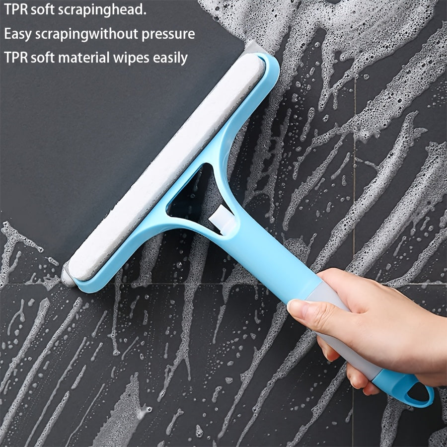 [Glass Cleaning Tool] 3-In-1 Multi-Functional Glass Cleaning Tool with Sprinkler, Polypropylene (PP) Plastic, for Bathroom, Kitchen, Living Room, Bedroom, Toilet - Efficient Mirror And Window Scraper