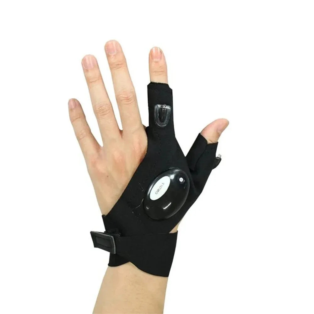 LED Flashlight Luminous Running Gloves Waterproof Cycling Camping Hiking Rescue Glove Lamp Lighting Gloves Fingerless Gloves