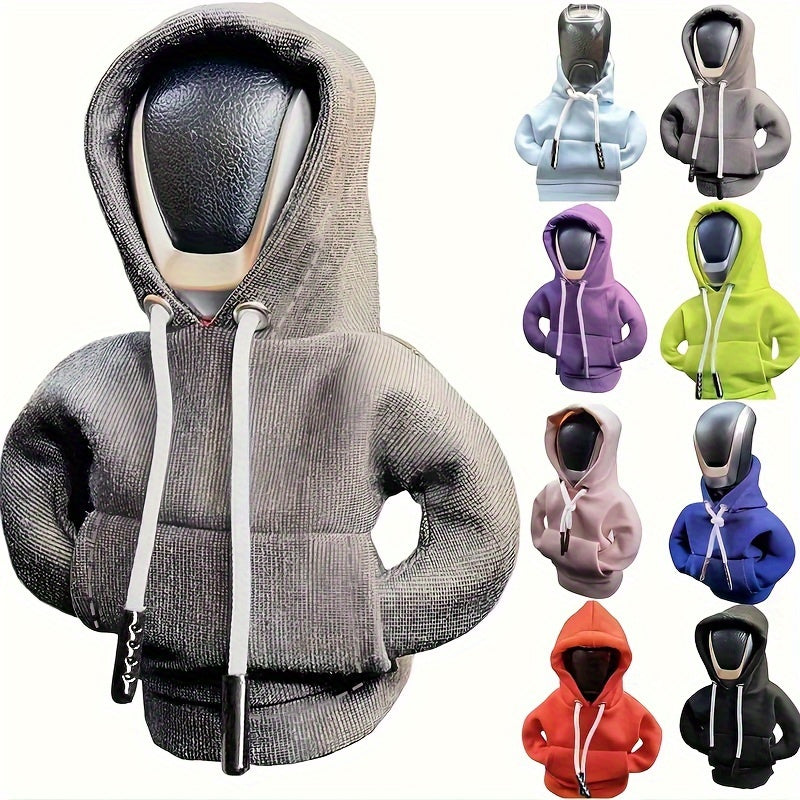 Mini Car Gear Shift Cover Hoodie - Stylish Anthropomorphic Shift Knob Design, Soft Fabric Multi-Color Options (Red/Blue/Pink/Grey/Black) Fit for Most Vehicles, Interior Accessories & Car Decor, Vehicle Style Upgrade | Snug Fi