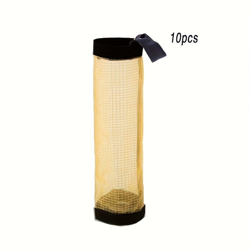 Plastic Bag Organizer 1/10pcs, Hanging Mesh Storage Dispenser, Foldable, Breathable, Washable Hanging Trash Bag Holder, Multiple Colors Available, Suitable for Kitchen Plastic Bag Storage