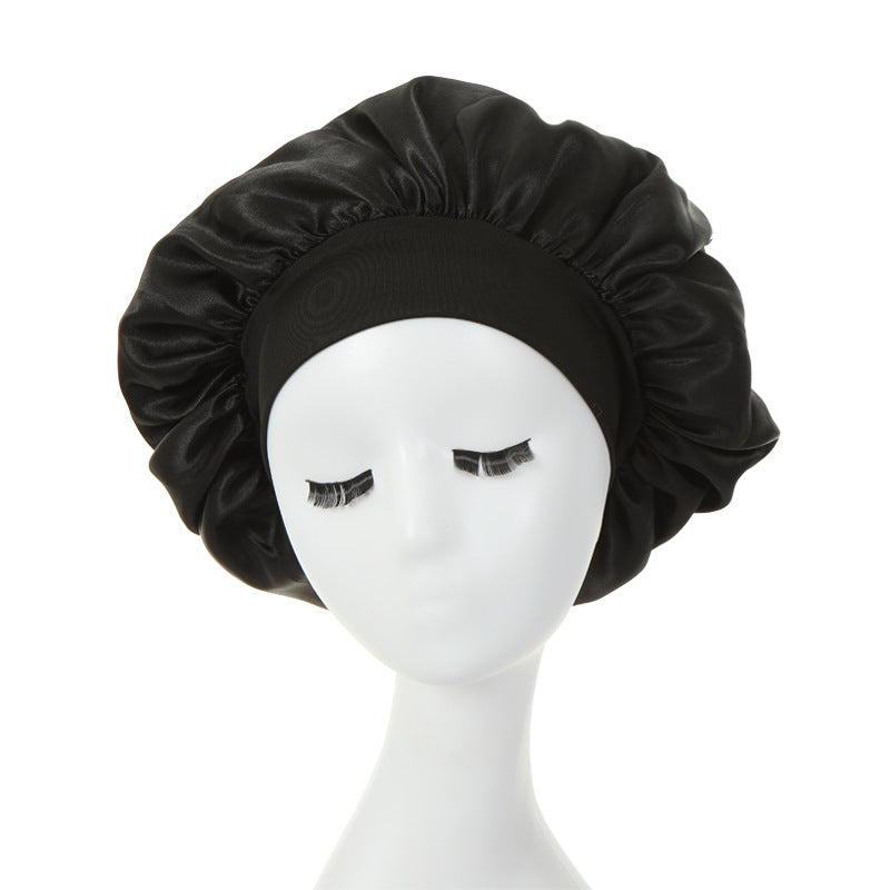 1pc Silky Satin Bonnet for Curly Hair - Wide Band Night Sleep Cap for Girls and Women - Soft and Comfortable Hair Cover for Sleeping and Styling
