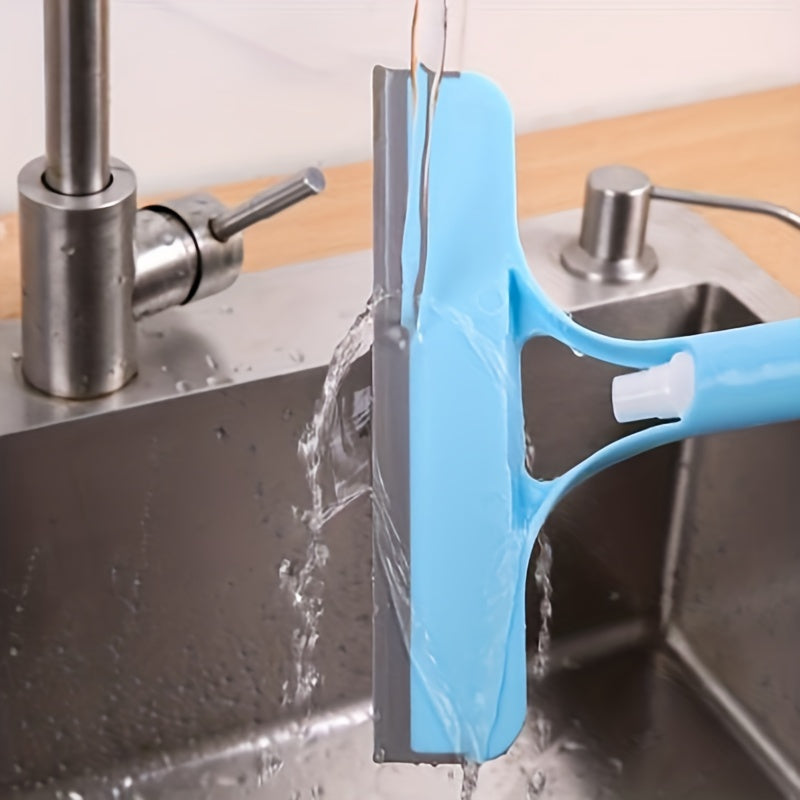 [Glass Cleaning Tool] 3-In-1 Multi-Functional Glass Cleaning Tool with Sprinkler, Polypropylene (PP) Plastic, for Bathroom, Kitchen, Living Room, Bedroom, Toilet - Efficient Mirror And Window Scraper
