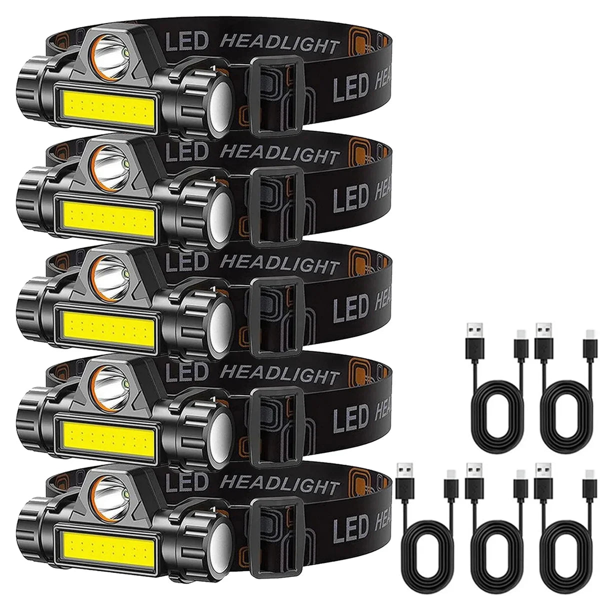 LED Headlamp USB Rechargeable Flashlight Headlight Outdoor Camping High Power LED Waterproof Adjustable Headlamp Fishing Hiking