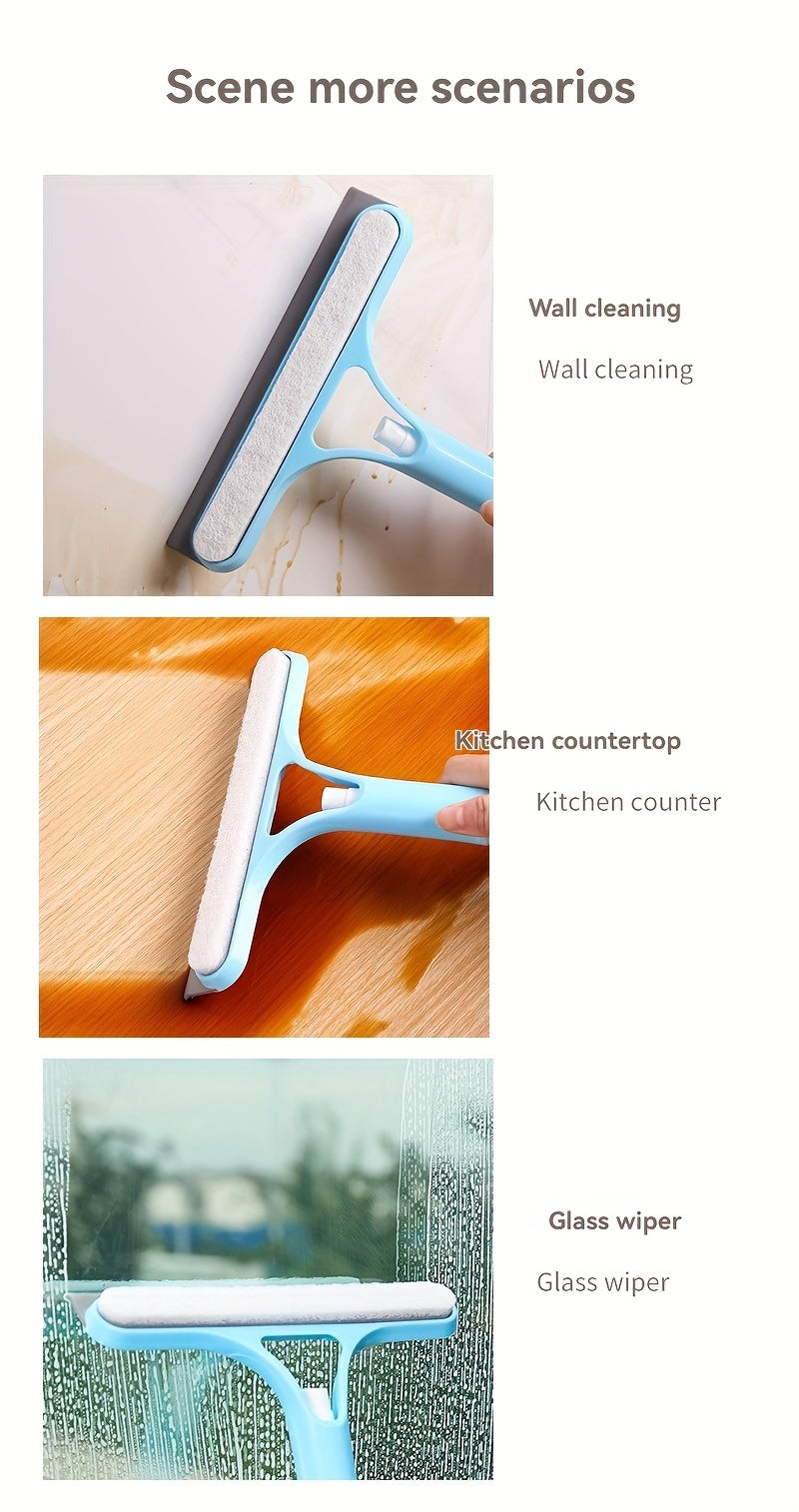[Glass Cleaning Tool] 3-In-1 Multi-Functional Glass Cleaning Tool with Sprinkler, Polypropylene (PP) Plastic, for Bathroom, Kitchen, Living Room, Bedroom, Toilet - Efficient Mirror And Window Scraper