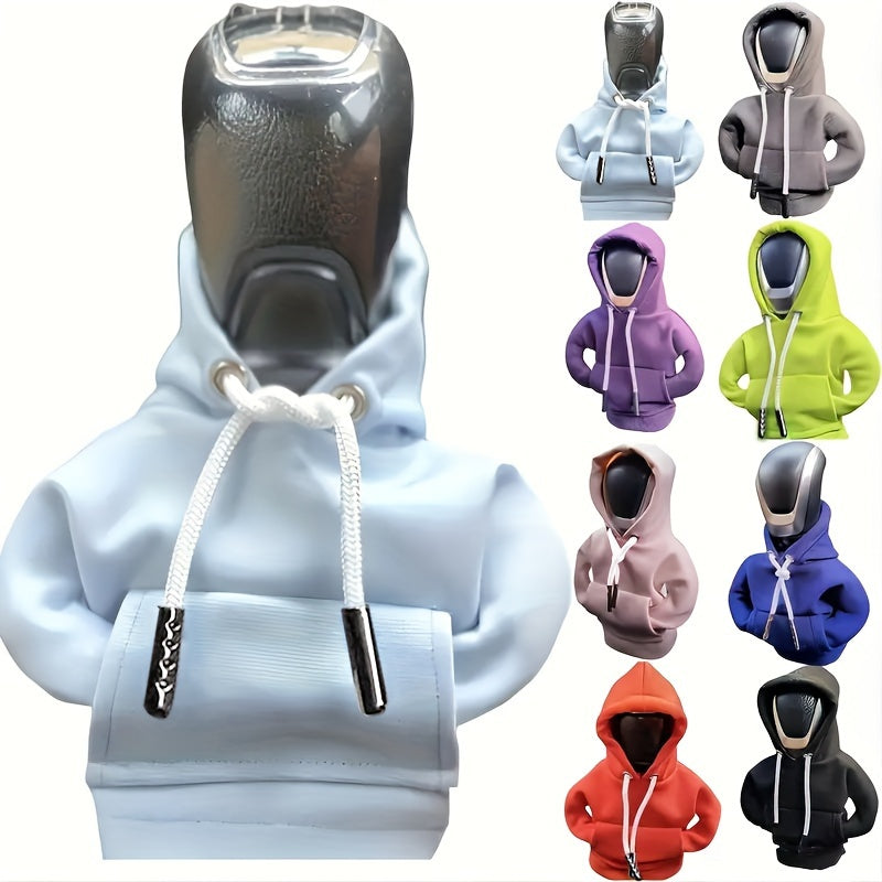 Mini Car Gear Shift Cover Hoodie - Stylish Anthropomorphic Shift Knob Design, Soft Fabric Multi-Color Options (Red/Blue/Pink/Grey/Black) Fit for Most Vehicles, Interior Accessories & Car Decor, Vehicle Style Upgrade | Snug Fi