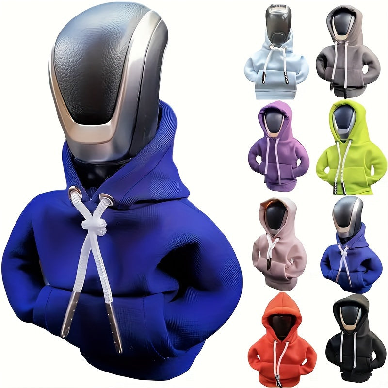 Mini Car Gear Shift Cover Hoodie - Stylish Anthropomorphic Shift Knob Design, Soft Fabric Multi-Color Options (Red/Blue/Pink/Grey/Black) Fit for Most Vehicles, Interior Accessories & Car Decor, Vehicle Style Upgrade | Snug Fi