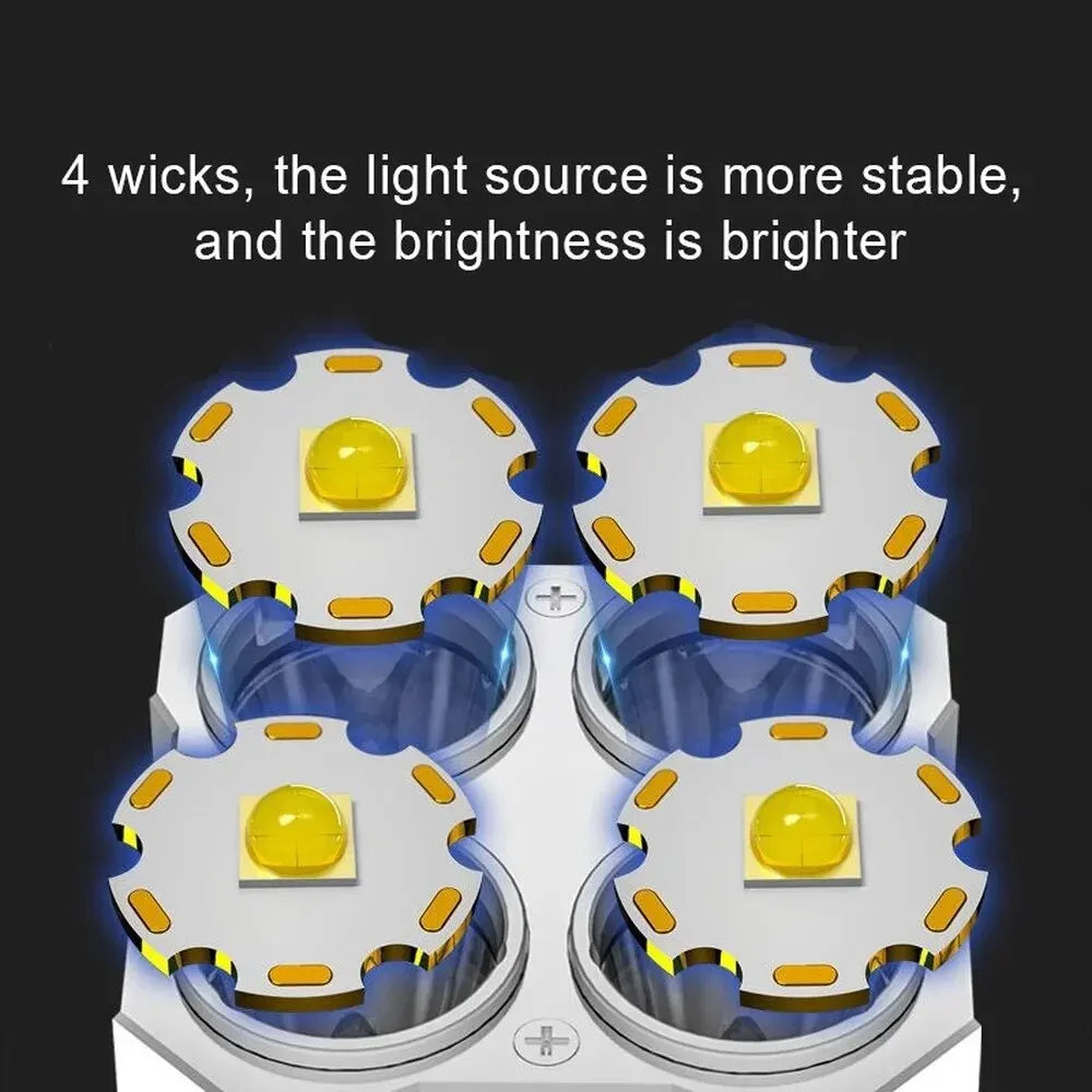 4 LED Mini Flashlight Rechargeable Powerful Portable Torch High Lumens Outdoor Camping Night Flashlights Built in Battery