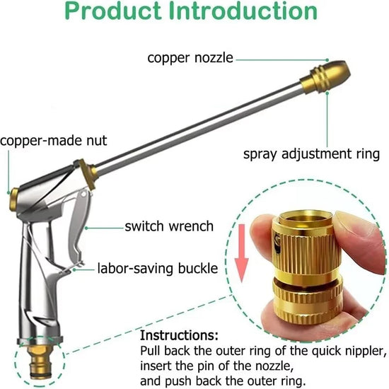 Garden Sprayer High Pressure Water Hose Nozzle Adjustable Spray Gun For Watering Plant