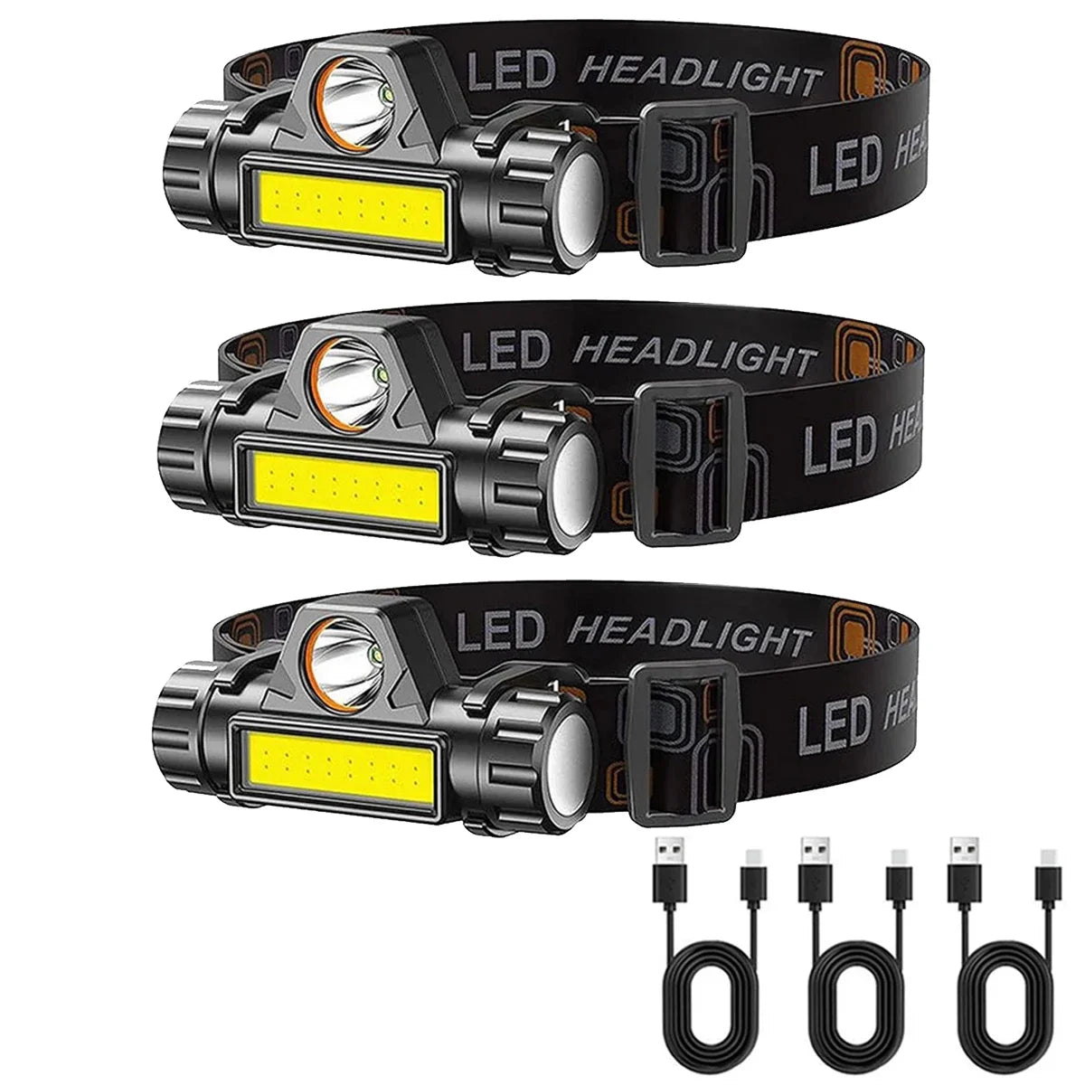 LED Headlamp USB Rechargeable Flashlight Headlight Outdoor Camping High Power LED Waterproof Adjustable Headlamp Fishing Hiking